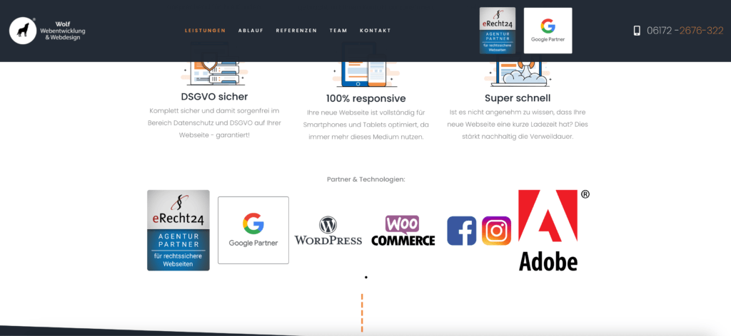 Landingpage Zertifikate Partner Beispiele Webentwicklung
